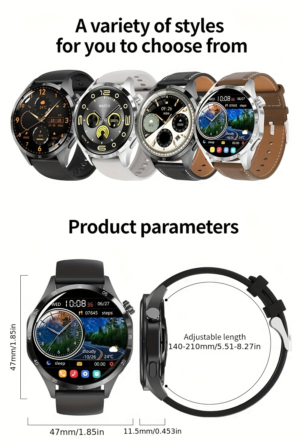NFC Smart Watch For Men, GPS Motion Trajectory AMOLED 360*360 HD Screen, AI Voice Wireless Call, Compass Sport Fitness Tracker Smart Watches_voghion.com