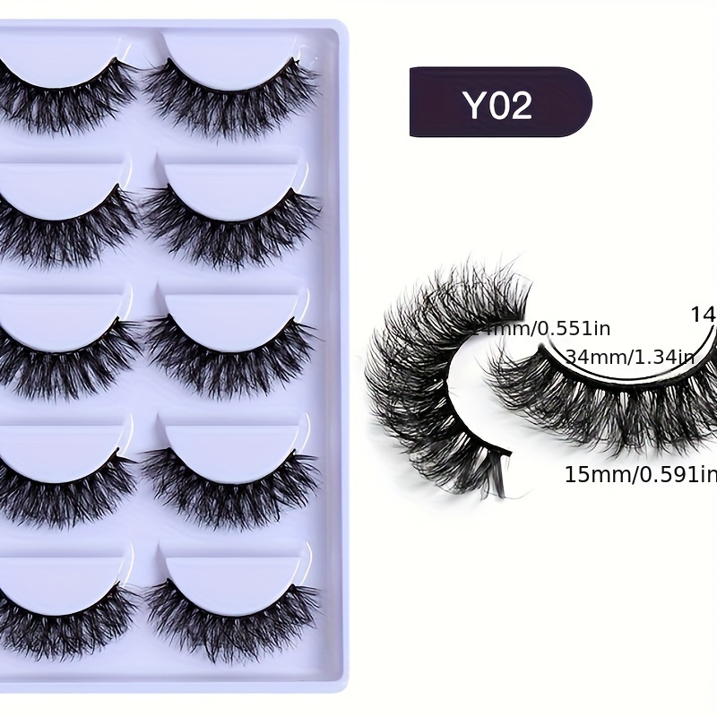 5 Pairs Short Natural Look Faux Mink False Eyelashes Thick Volume
