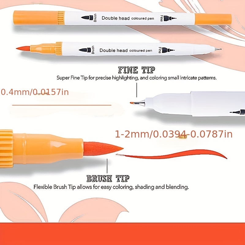 Brush Pen Lettering 24 Colori Pennarelli Punta Fine 0,4 mm e 1-2mm Punta B