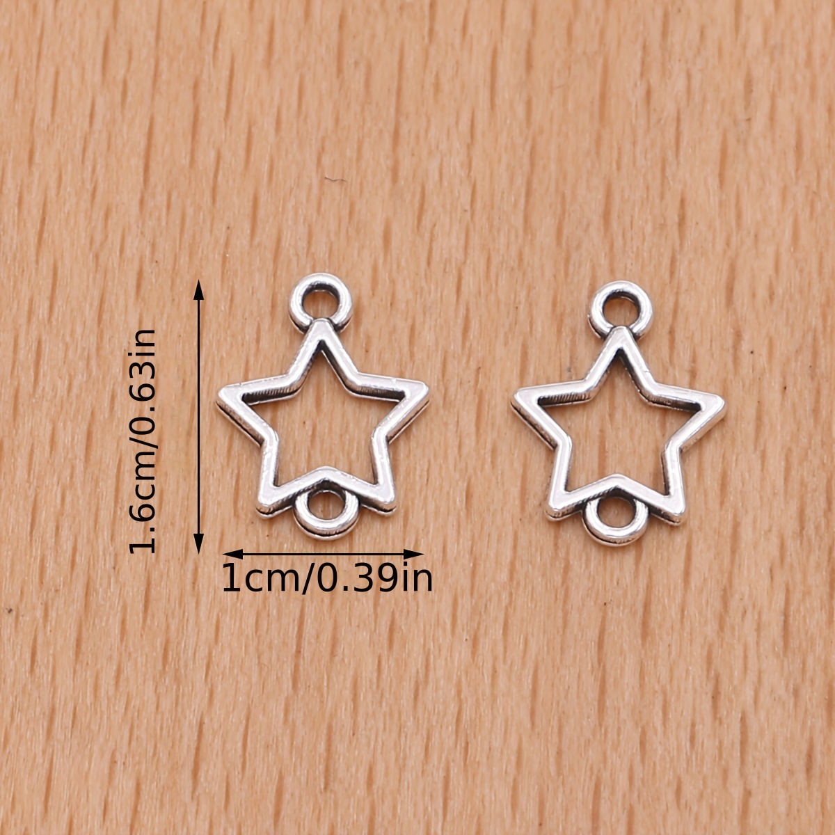 20 Tiny Star Charms, Antique Silver Tone Charms (A-217)