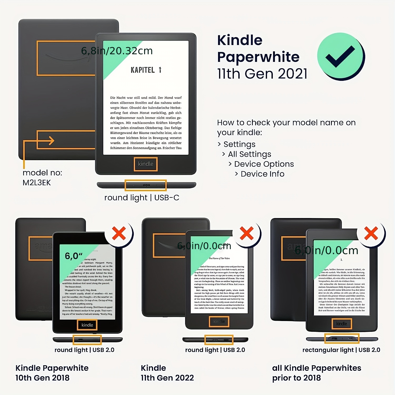 FINTIE Étui pour 6 Kindle (Modèle 2022, 11e génération), Coque