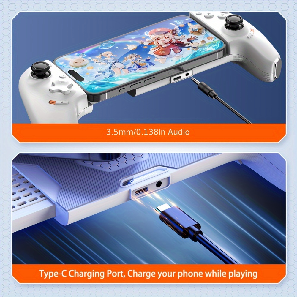 2025 game controller ios mfi switch supports ps and steam streaming games connection honeycomb heat dissipation dual hall joystick hall trigger turbo and auto combo functions Product details 8