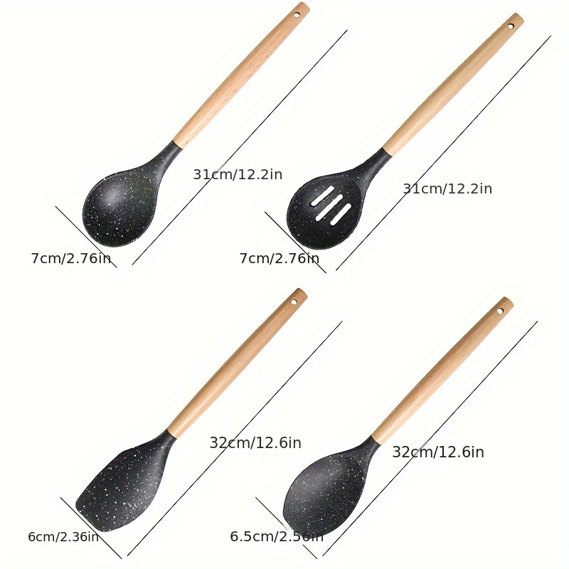 12 Uds Utensilios Cocina Silicona Mango Madera Utensilios - Temu Chile