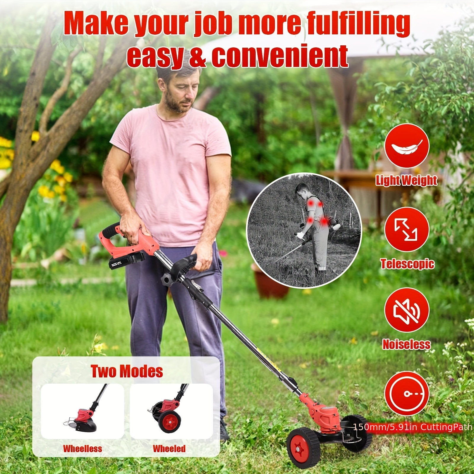 

Weeder, Weeder, Weeder, Wheeled Edger, Telescopic Folding Weeder , 90° Edger Tool For , (two ) )