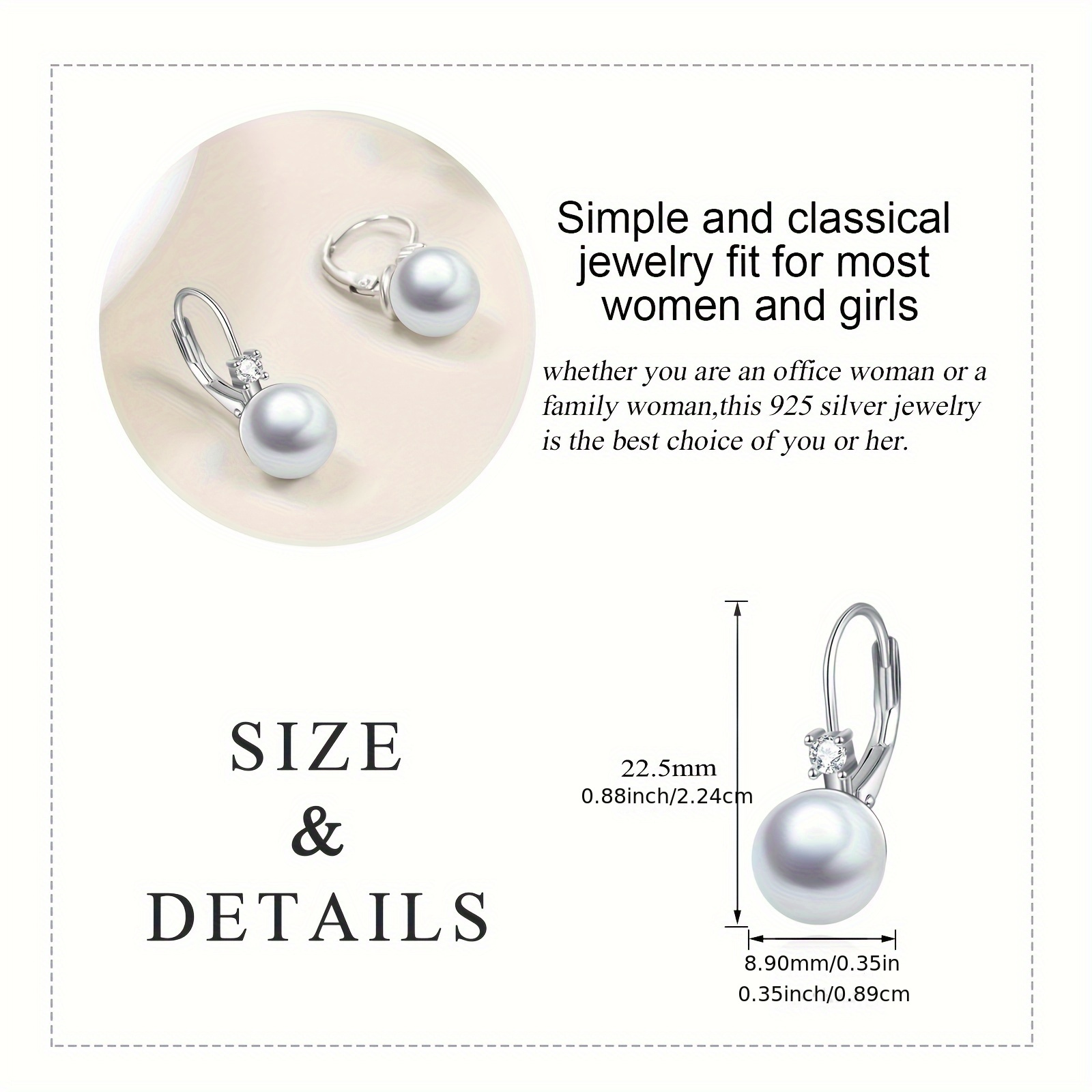 925 sterling   earrings for women drop earrings pearl jewelry gifts Product details 5