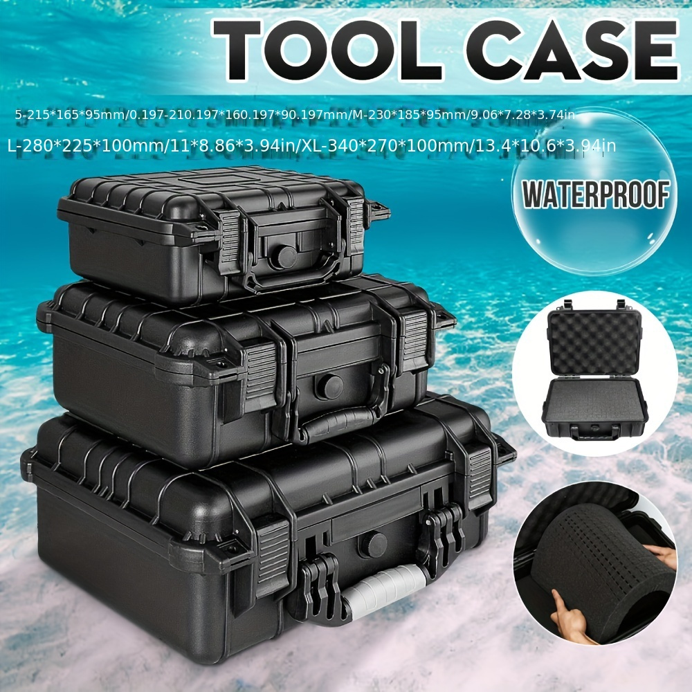 Black Waterproof Protective Hard Case Foam Insert Plastic - Temu