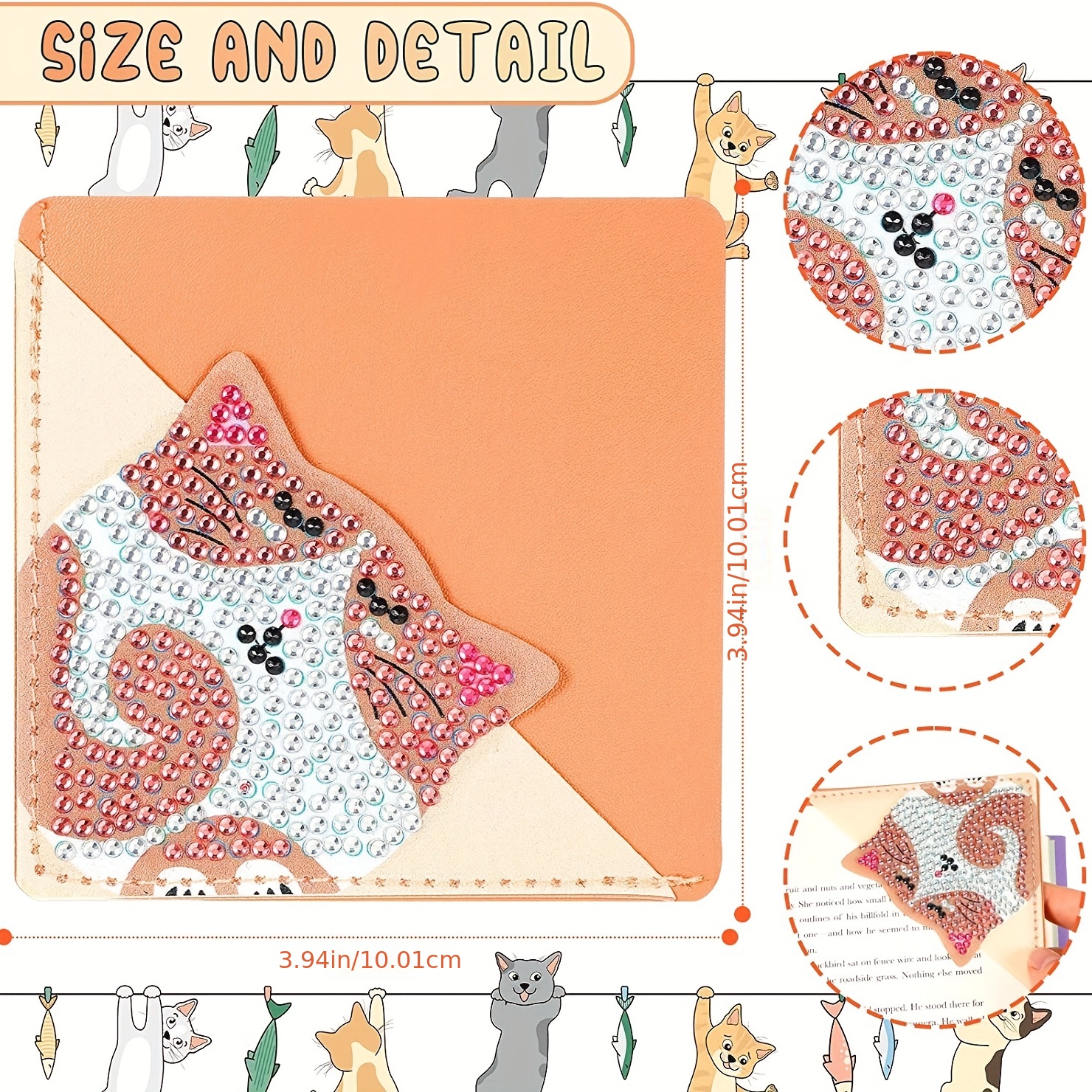 Diy Diamond Painting Kit Corner Bookmarks Cat Shaped Pattern - Temu