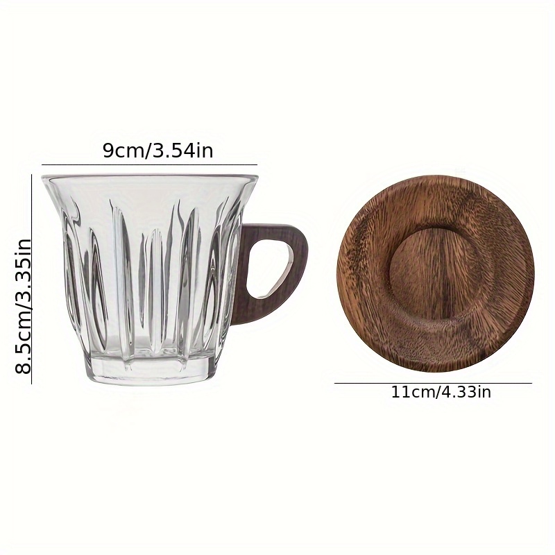TEMU Glass Coffee Cup Set With Coasters, Milk Cup, Tea Cup, Latte Cup, With Handle, Easy To Hold And Take, Suitable For Cafes, Home, Restaurants