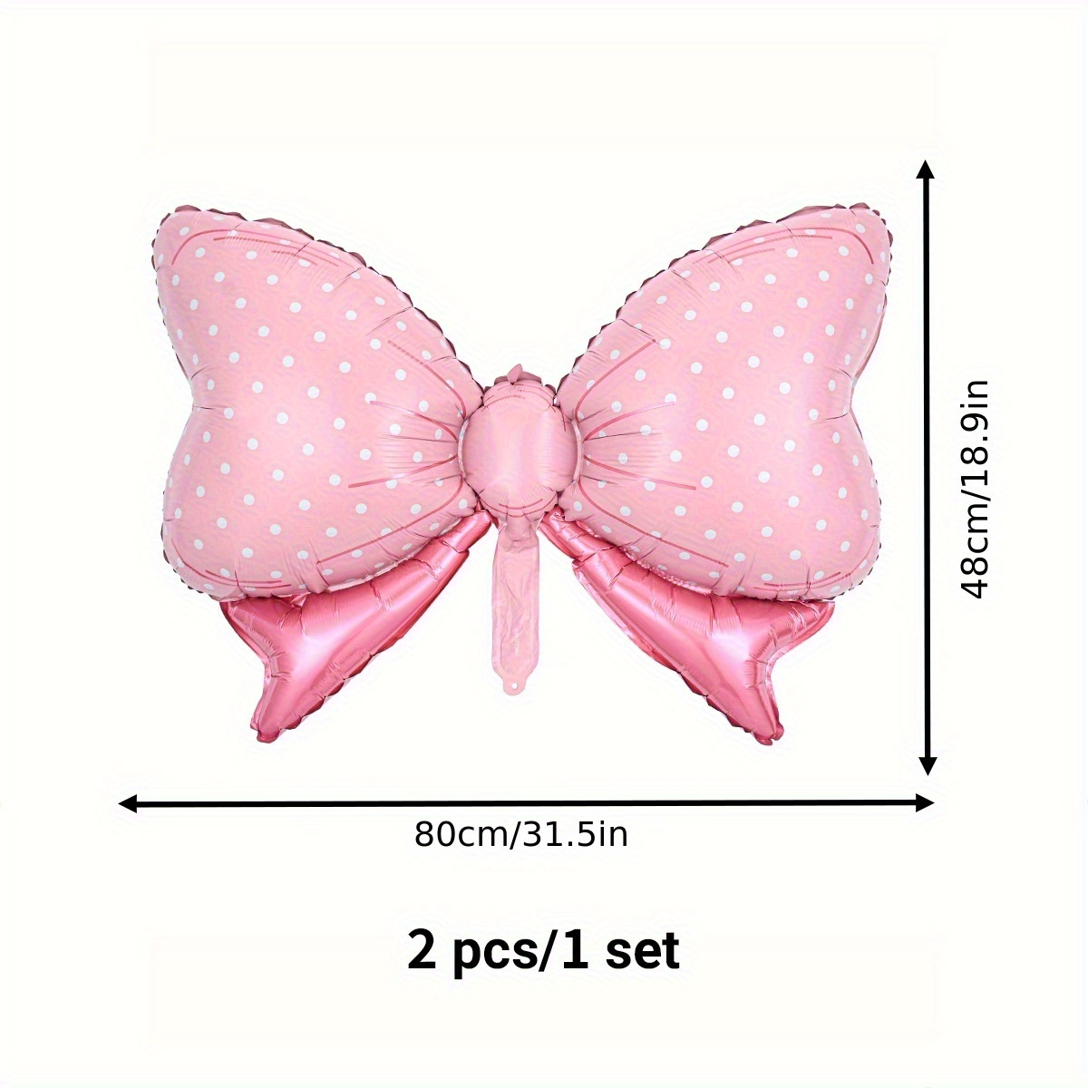 2pcs Pink Bow Balloons Foil Balloons Birthday Decoration Scene Arrangement Photography Props