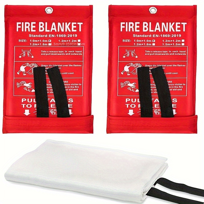 E-shop 2er-Pack Feuerdecke - 39" x 39" Glasfaser, flammhemmend, Feuerschutzdecke | Geeignet für Zuhause, Küche, Schule, Auto, Grillen, Büro & Lager