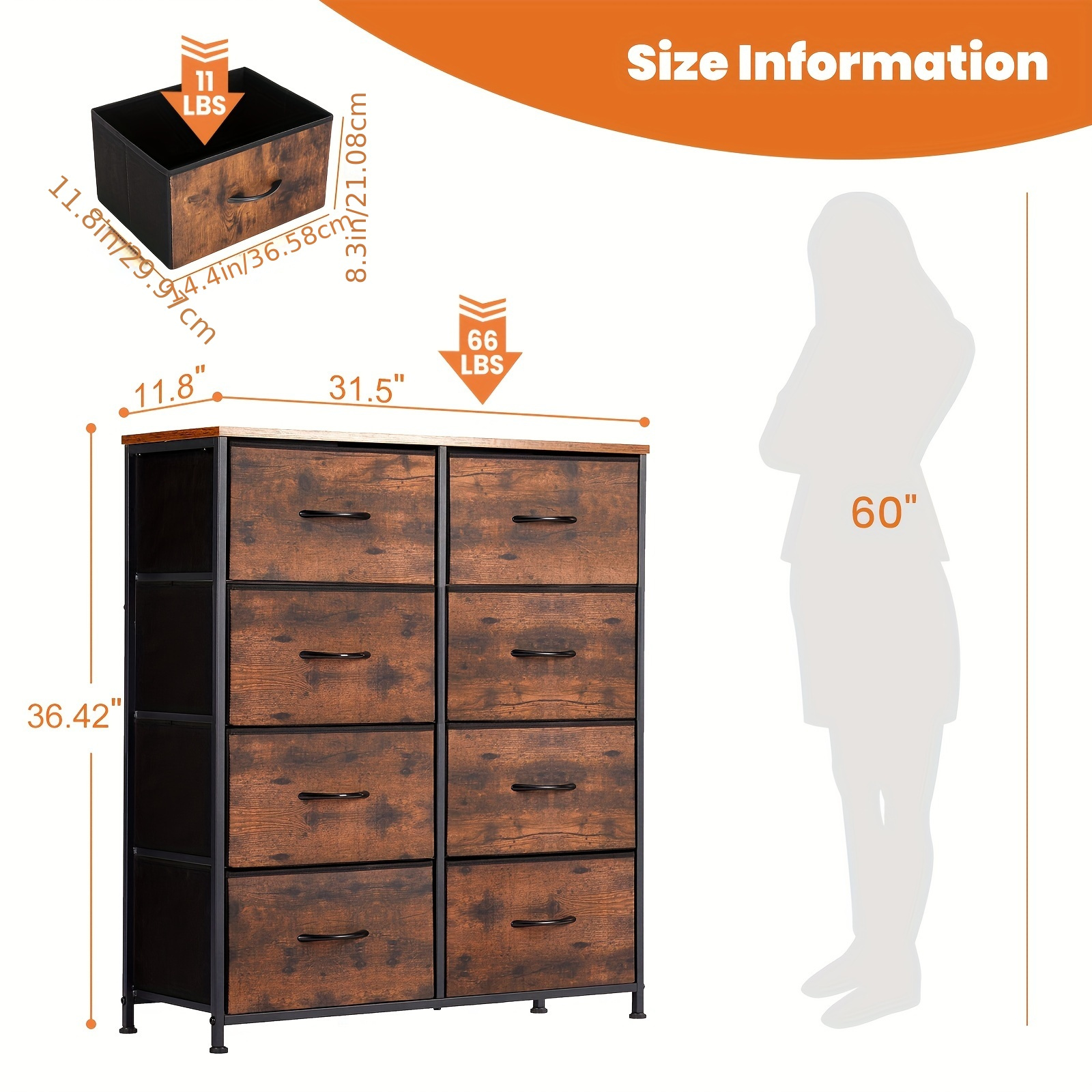 Fabric Dresser for Bedroom, Clothes Storage Organizer with 8 Drawers – .au