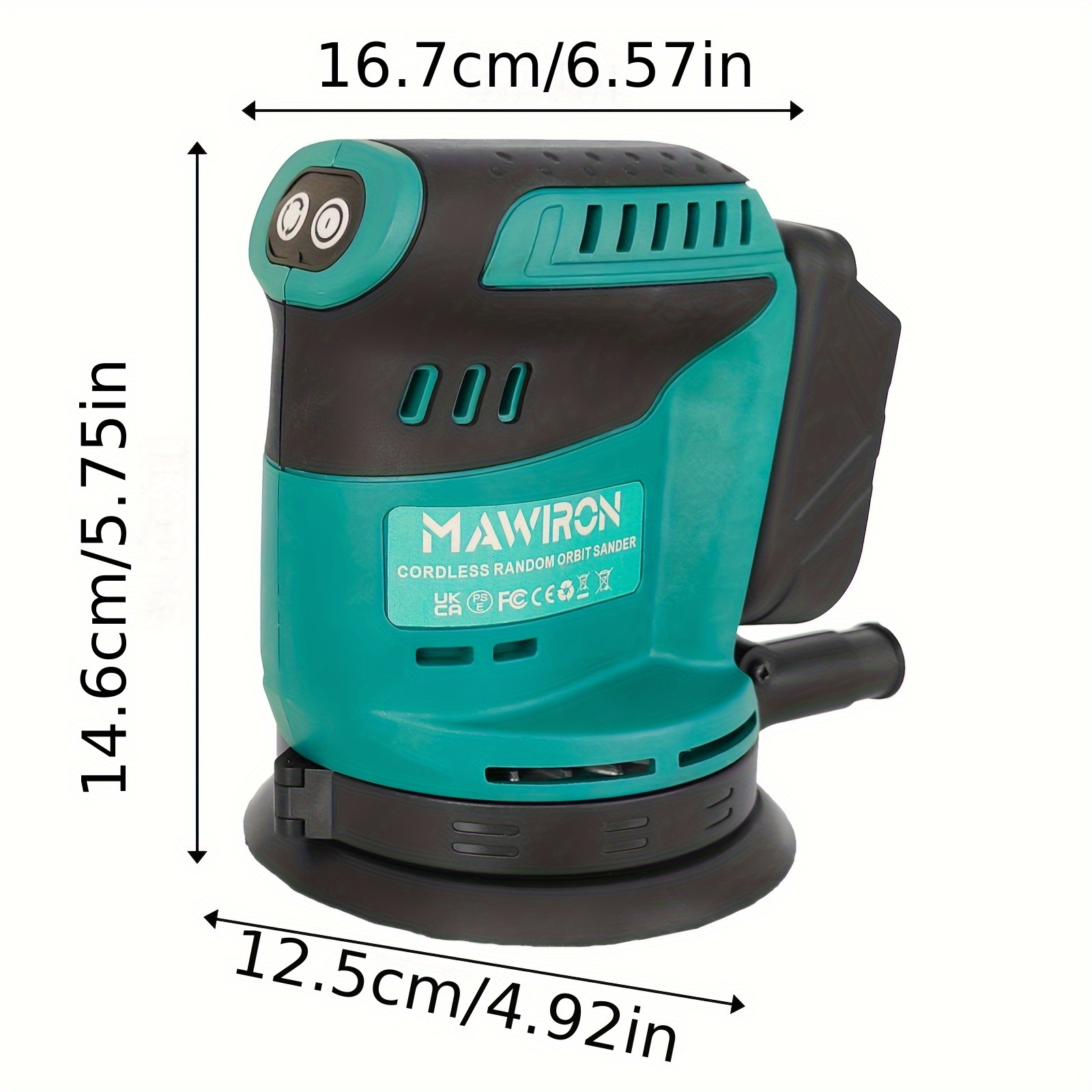 Orbitale en Willekeurige Orbitale Schuurmachines, Accu-Orbital 125mm, 3 Snelheden, met Stofzak en 12 Schuurpapieren