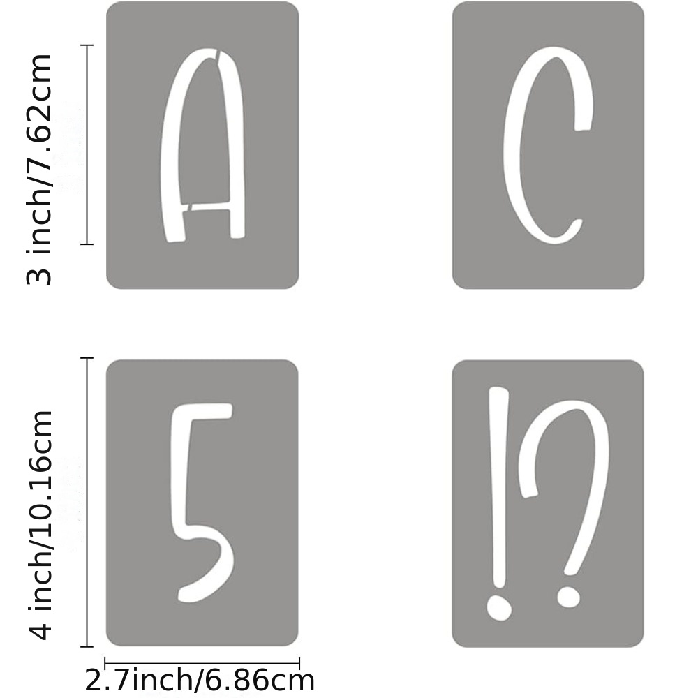 2 Inch Alphabet Letter Stencils - 70 Pack Letter Number Stencil Templates  wit