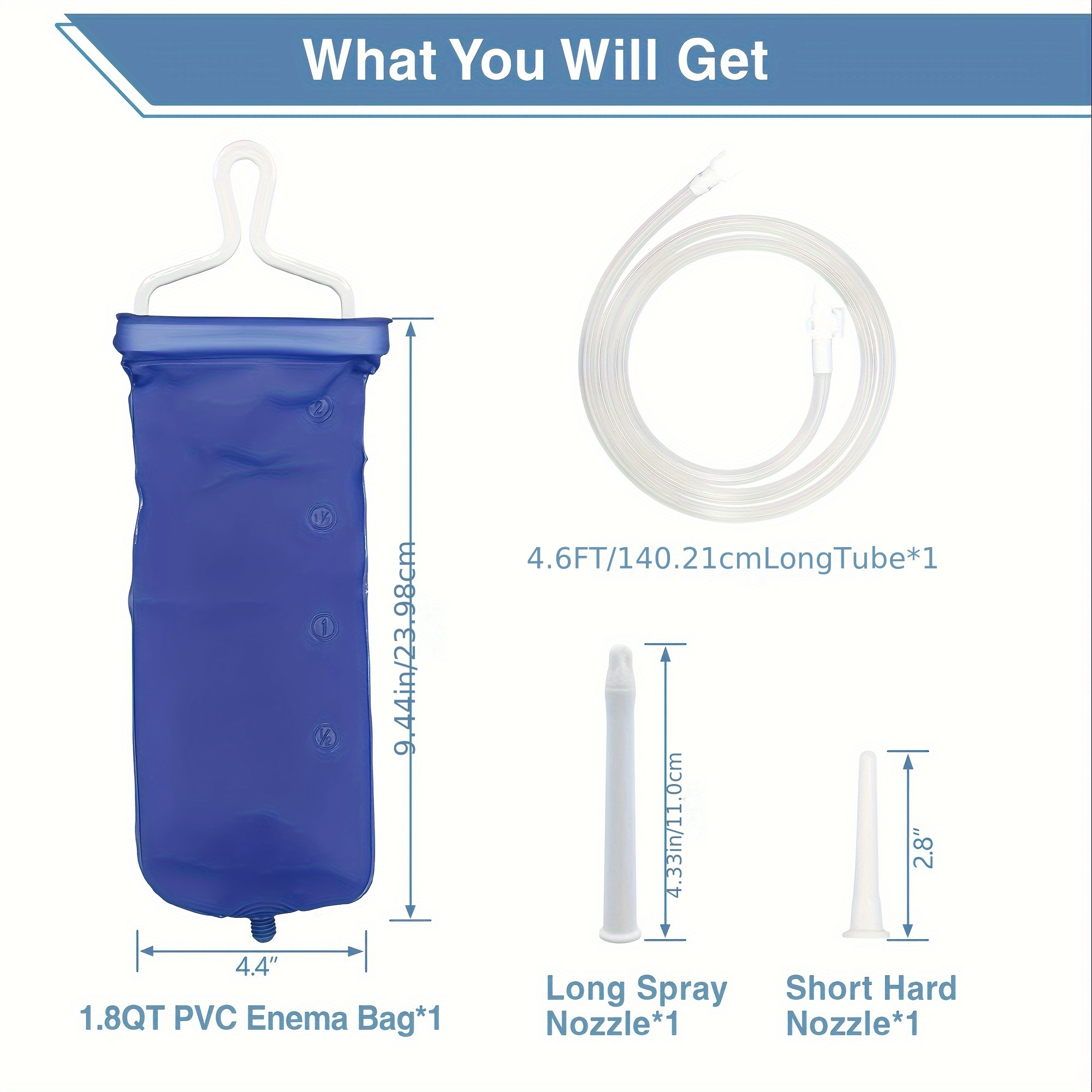 TopQuaFocus Kit de sac de lavement en PVC pour le nettoyage du côlon 2L  pour le nettoyage de la douche pour hommes et femmes