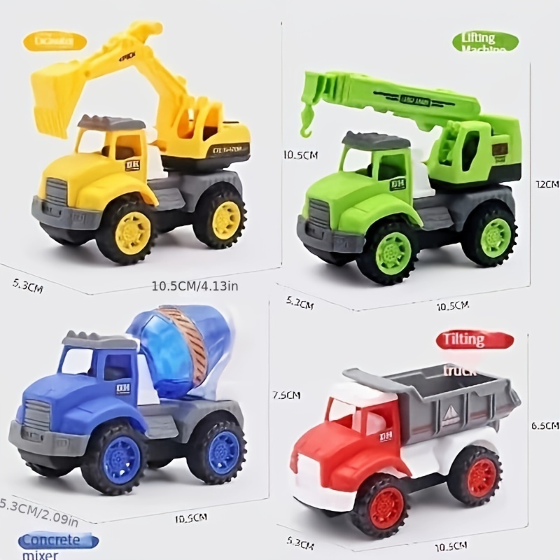 QAPIZM Small Construction Toys, 6Pcs Construction Vehicles Trucks Kids  Birthday Gifts Vehicle Toy Toddlers Boys Mini Car Set Die Cast Engineering