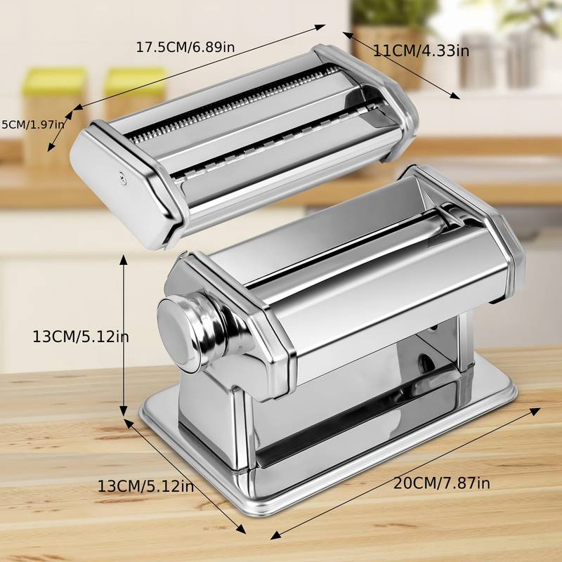 Machine à Pâtes Manuelle En Acier Inoxydable – Avec 5 Moules – Pour Spaghetti, Fettuccine, Lasagne – Facile à Utiliser