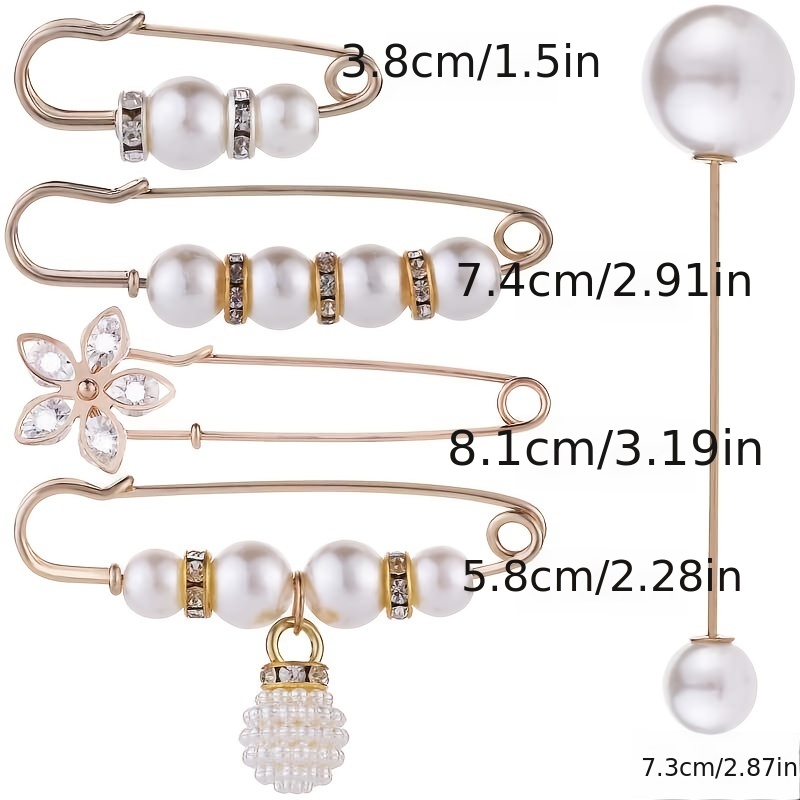 4x Women Faux Pearl Brooch, Safety Pin, Sweater Brooch, Imitation Crystal  Shawl and Pearl Brooches for Women Girls, Wedding Party Decoration, 4  Different Colors or Styles 