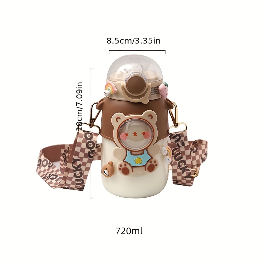 720ML Kids Water Bottle with Straw Ins Cute Cartoon Leak Proof Cup Portable  Sport Cup Girs Outdoor Travel Drinking Tumbler