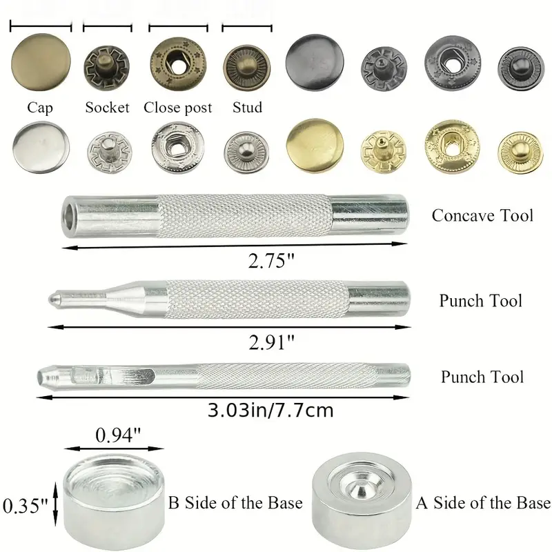 Snap Fasteners Kit Alloy Press Studs With Snaps Setting - Temu