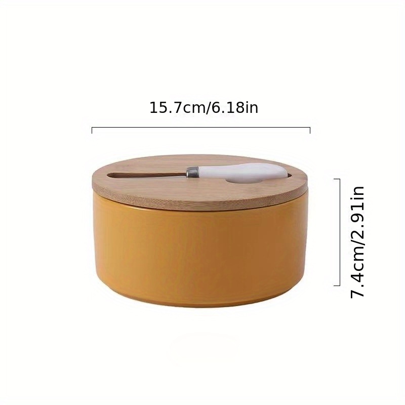 Large Capacity Ceramic Butter Box with Bamboo Lid