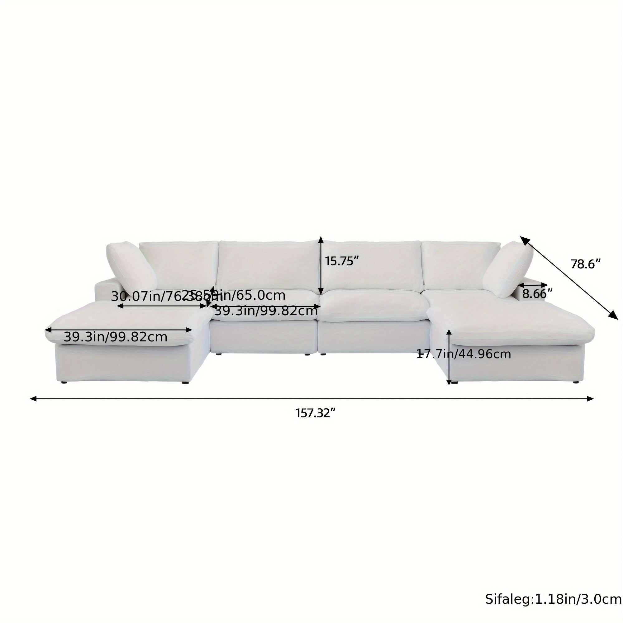 modular sectional sofa with   u shaped design minimalist style deep and wide convertible couches for the living room with washable and replaceable covers Product details 2