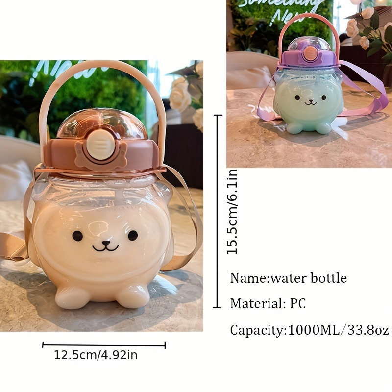 1pc Portable Kawaii Bear Cup 1 3l Tumbler With Straw Cute - Temu