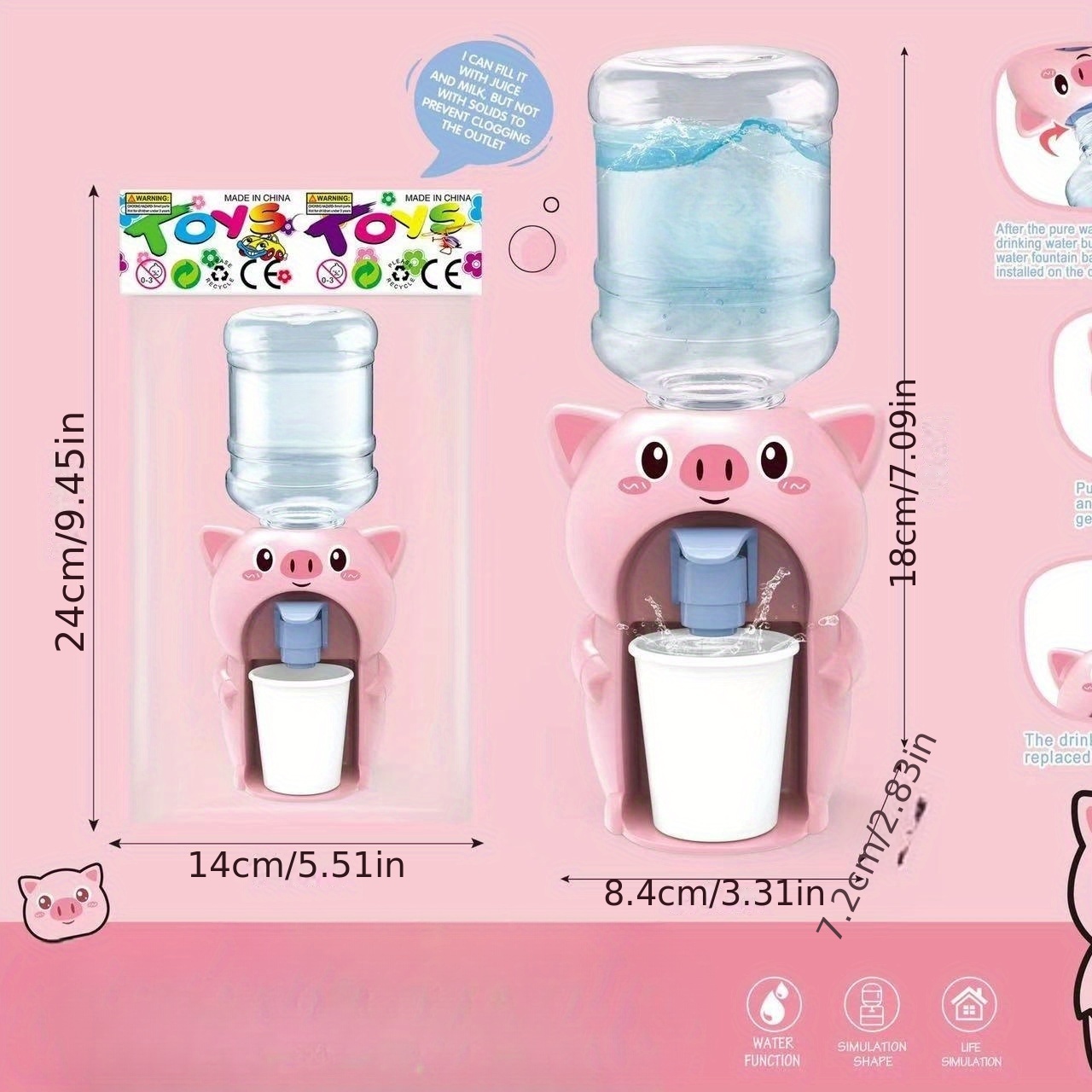 1pc Cute Mini Water Dispenser For Children Kids Gift Cold/Warm Water Juice  Milk Drinking Fountain Simulation Cartoon Design Kitchen Toy Halloween  Party Christmas Gift