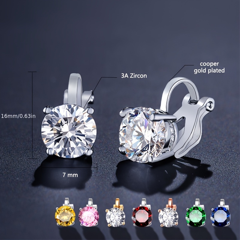 Cubic Zirconia Round Piercing Clip Earrings Women Cz Crystal - Temu