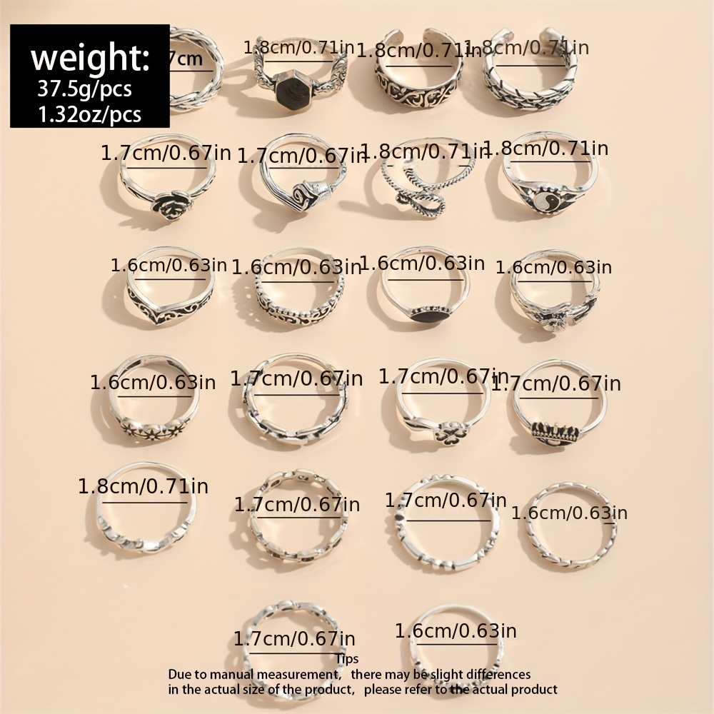 22 piezas de anillos apilables de estilo gtico serpiente de moda   diseo     y combinar para atuendos diarios accesorios de fiesta   para   geniales 3