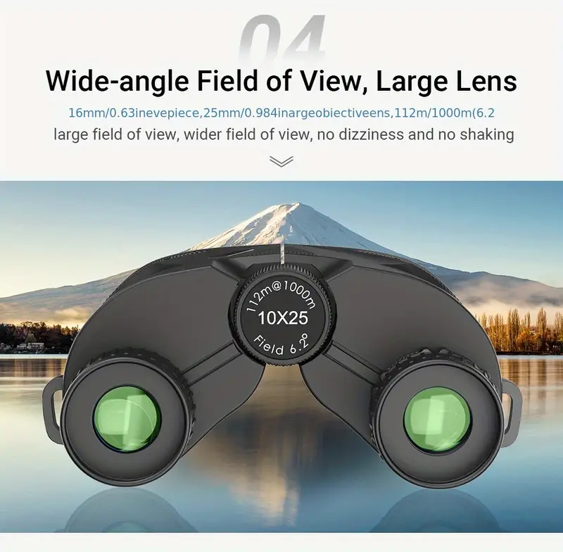 10x compact binoculars telescope bak4 fmc lens foldable pocket binoculars for bird watching camping hunting tourism details 5