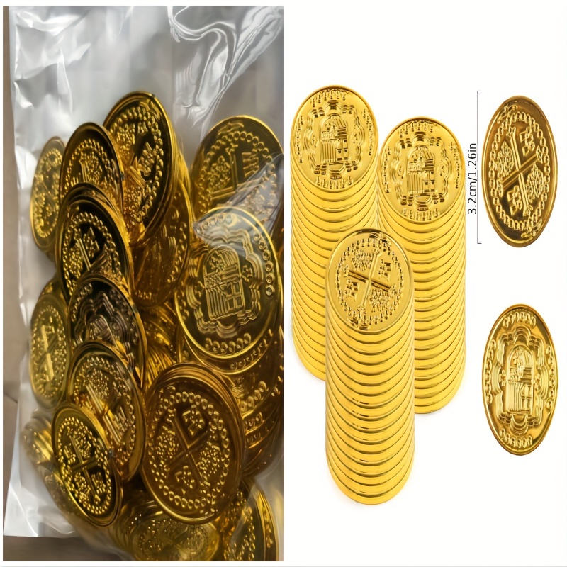 Herefun 100 Pezzi Monete d'oro Monete Finte Monete d Oro Pirati Tesoro Pira