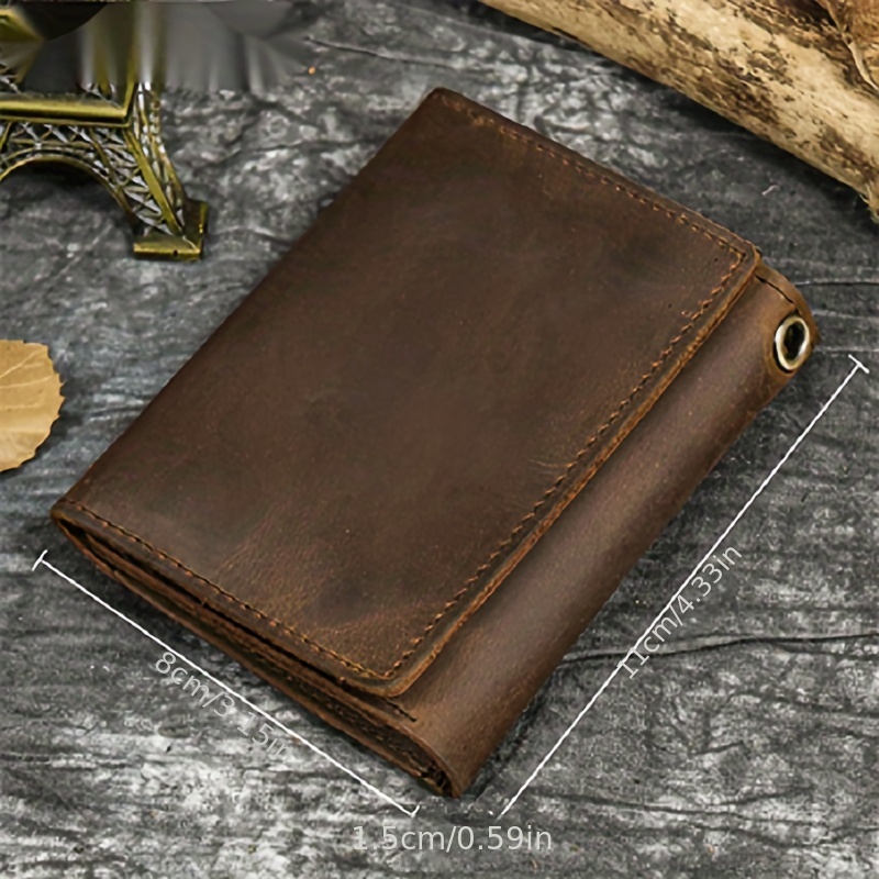 Genuine Horse Leather Vintage Trifold Men's Wallets