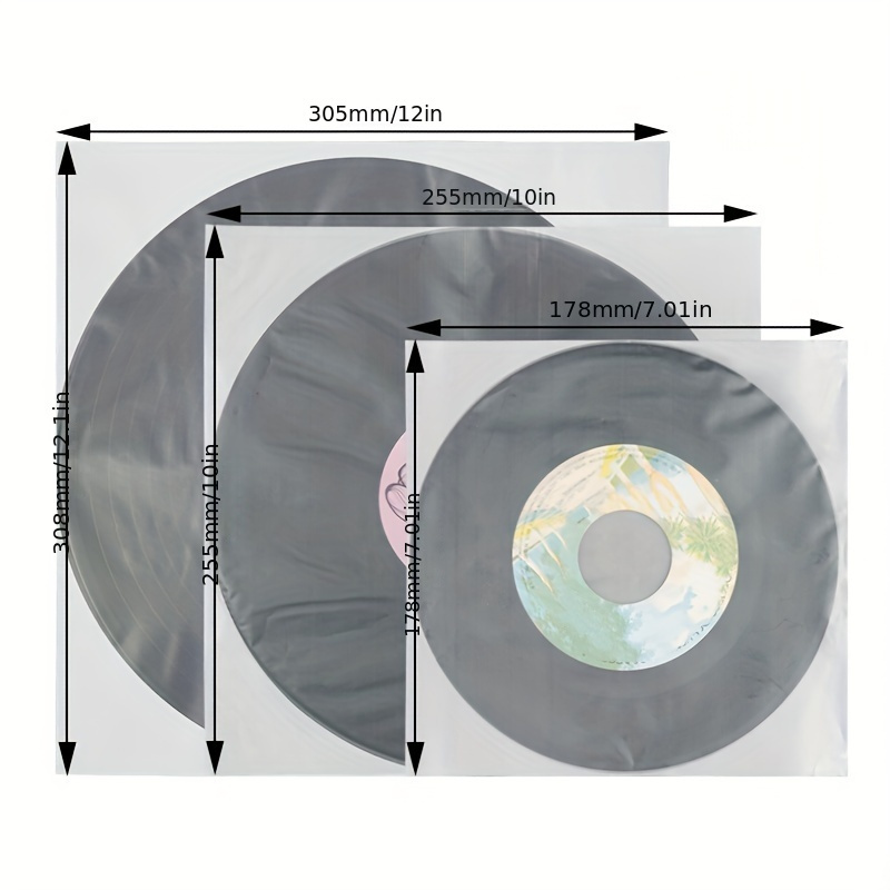 sdroceRyaM 50 unidades de 7 pulgadas EP vinilo disco interior  mangas antiestáticas de plástico redondo inferior fundas protectoras para  discos de vinilo, translúcido : Hogar y Cocina