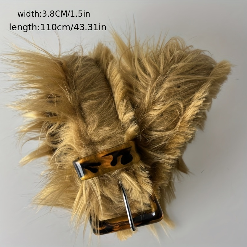 Fur belt furry wide vintage style furry faux belt elegant cute with y2k style GJHFCXSO Women Aesthetic Y2K Faux Fur Waist Belt Vintage  main image 4