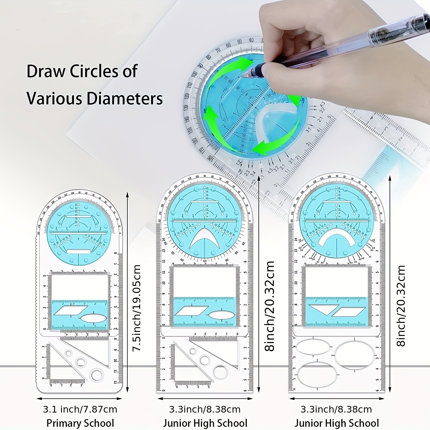 Cheap Multifunctional Geometric Ruler Drawing Template Measuring