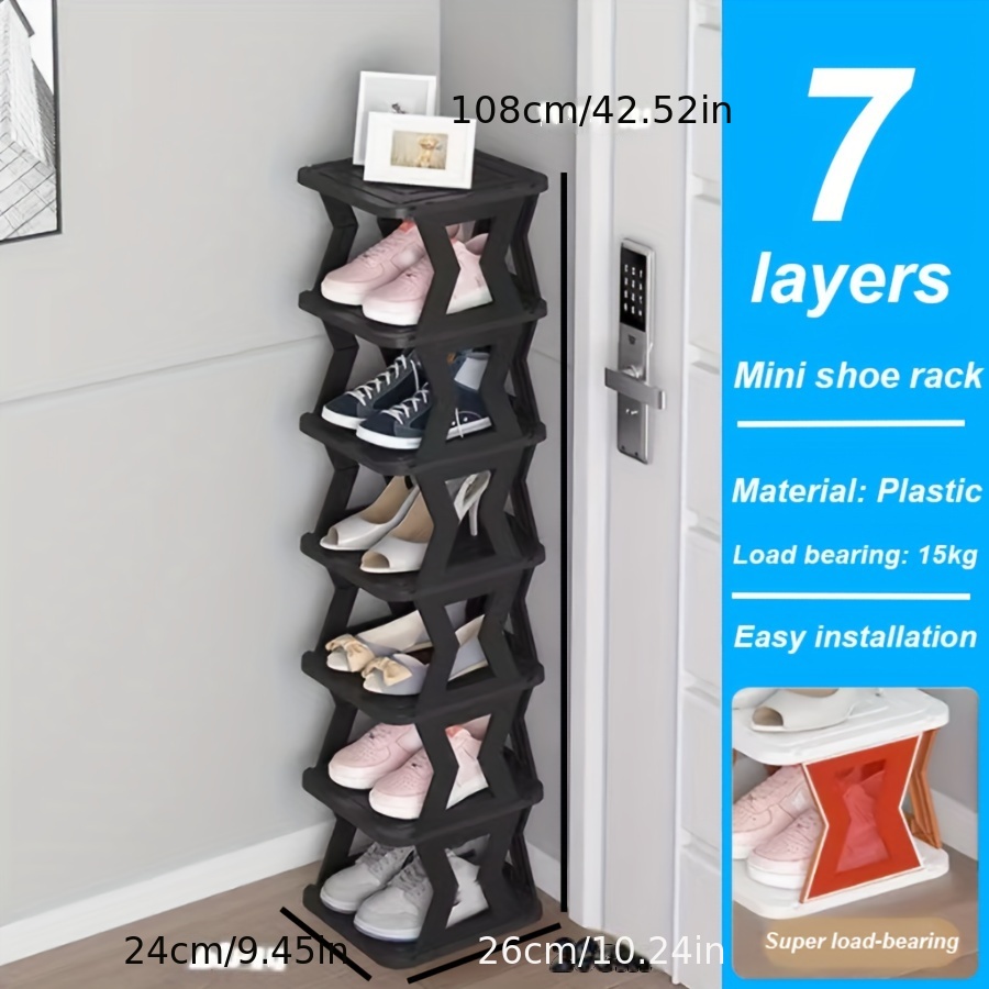 4 Tiers Vertical Shoe Rack, Entryway Narrow Slim Shoes Racks, Small Shoe  Rack for Entryway, Foldable Shoe Rack,Space Saving Shoes Storage Stand for