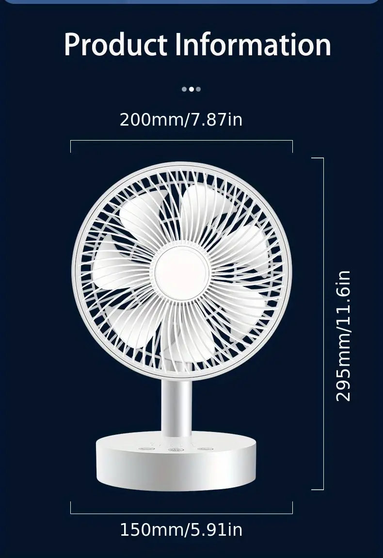 1pc rechargeable usb oscillation fan 3600mah 8 4 speeds mini office portable table fan summer cooling adorable super mute bedroom electric fan large wind scalable silent fan household appliance summer  details 10