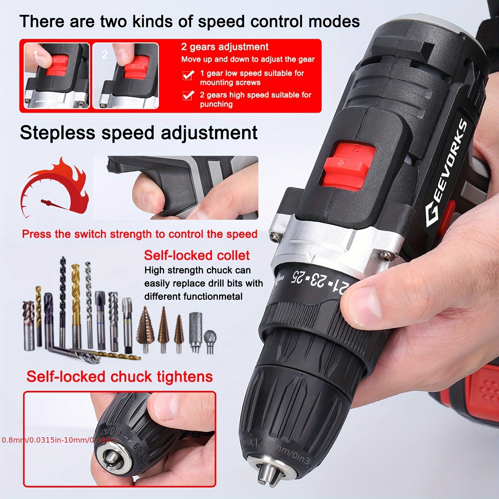Perceuse sans fil Lixada 21V avec 2 batteries, couple de 28 N.m et 1450 tr/min, perçage électrique au lithium-ion, compacte et légère (816.47g), pour la maison, construction, atelier - Idéale pour projets professionnels et bricolage, outil robuste, design ergonomique, moteur haute performance, rénovation domiciliaire