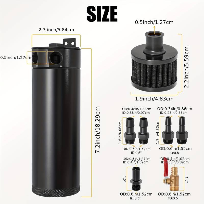 Oil Catch Can Universale In Alluminio – Serbatoio Olio Motore 2 Fori, Ricambio Auto