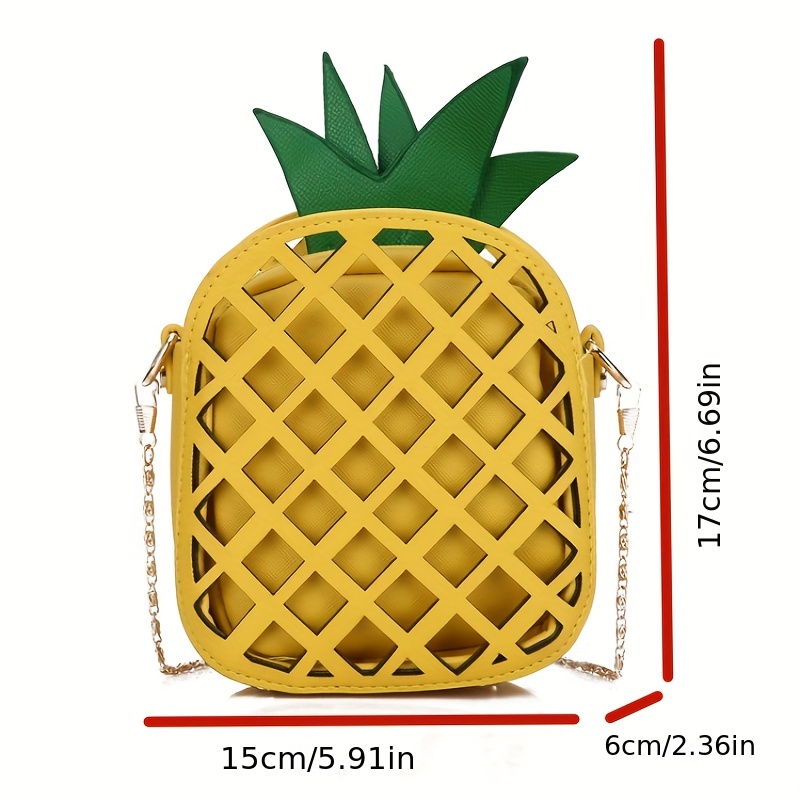 Cartoon Pineapple Shaped Shoulder Bag Metal Chain Waterproof Temu