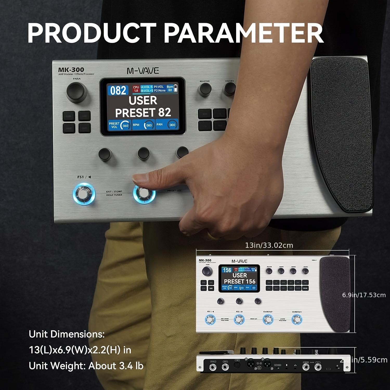 mk 300 guitar multi effects processor 3 5 lcd 4 - Temu