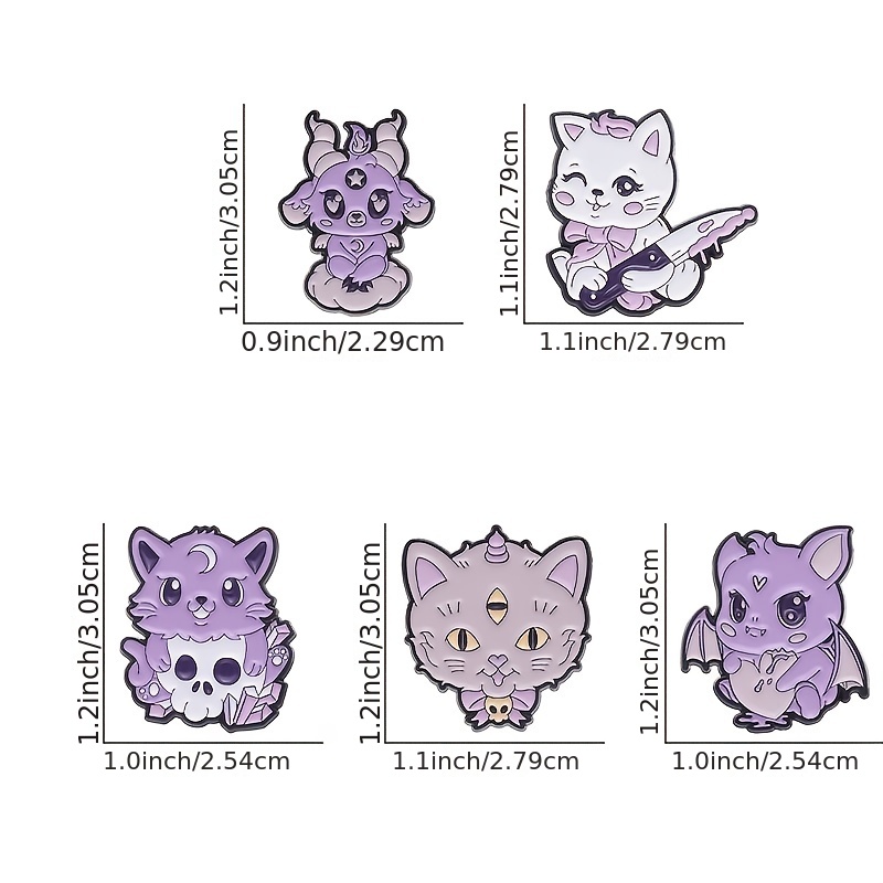 Cute Creepy Animals Enamel Pins Cat Bat Brooches Lapel Badges Punk Gothic  Animal Jewelry Gift For Friends Men - Temu