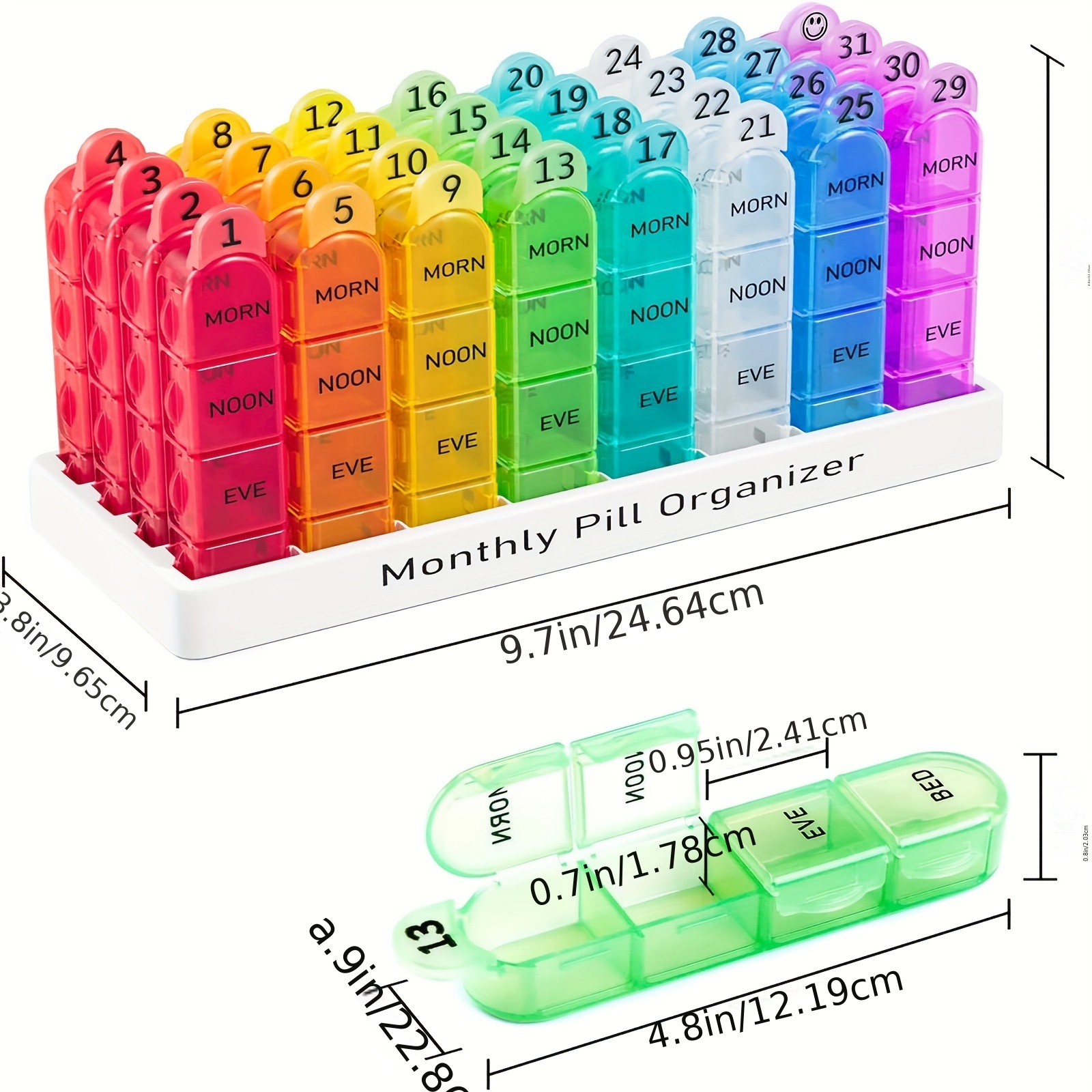 XL Large Pill Organizer 4 Times a Day 7 Day Daily Pill Boxes Organizers  Weekly Travel Pill Case Medication Organizer with 28 Big Compartments for  Medicine Vitamin and Supplements Rainbow