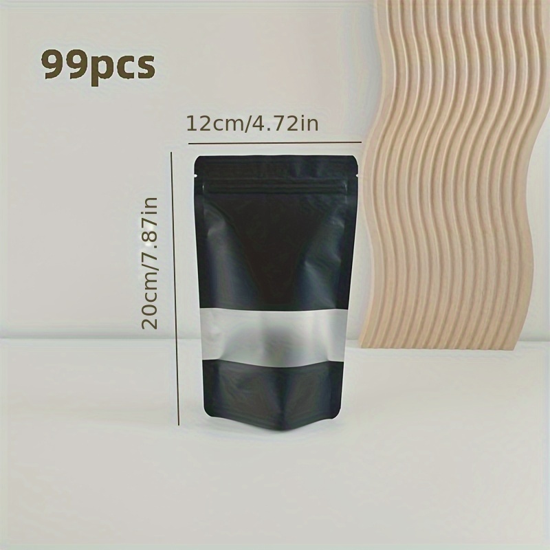 TEMU Packaging Bags Aluminum Foil Pouches With Window Seal Zipper Bags For Gummies, Tea Coffee Packaging