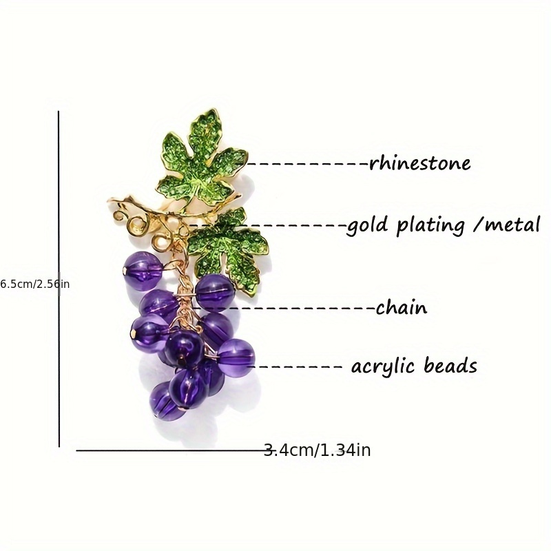 Crystal Grape Pearl Brooches For Women Cute Luxury Brooch Pin