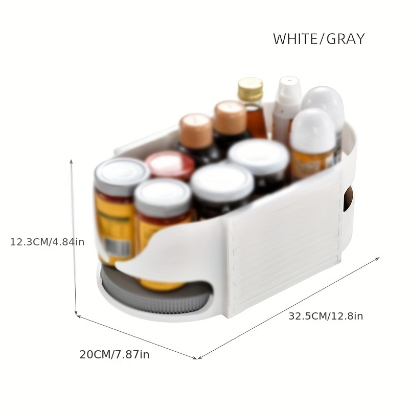 1pc Rotatable Storage Box Refrigerator Beer Beverage Finishing Seasoning Storage Household Kitchen Rotary Shelf With Anti-skid Pad