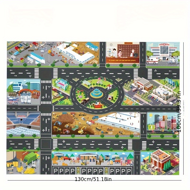 City Traffic Epidemic Prevention Engineering Map Play Mat