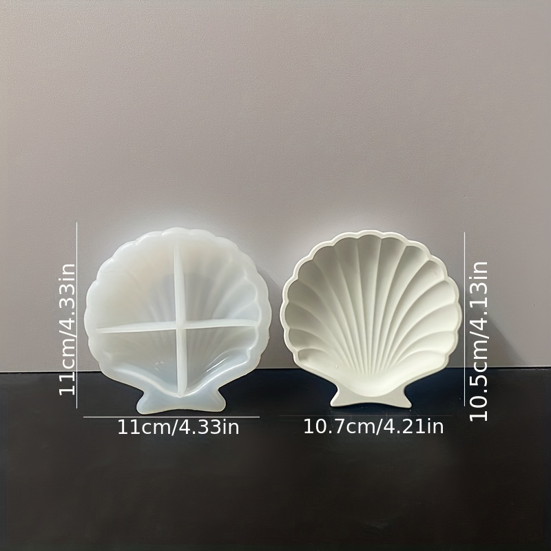 Round Shell-shaped Silicone Mold For Diy Concrete & Gypsum Storage Tray Crafting, Shell Plate
