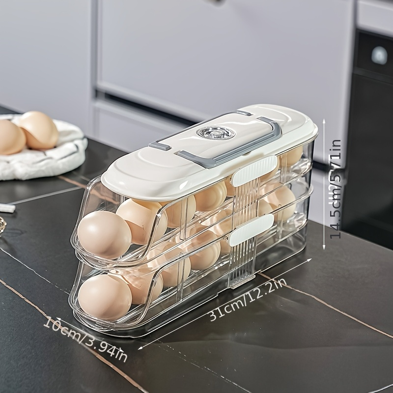 Image of 1pc 2-tier/3-tier Egg Holder For Fridge Egg Container For Refrigerator Removable Countertop Egg Dispenser Egg Storage Detachable Trays With Handles Kitchen Storage Shelf