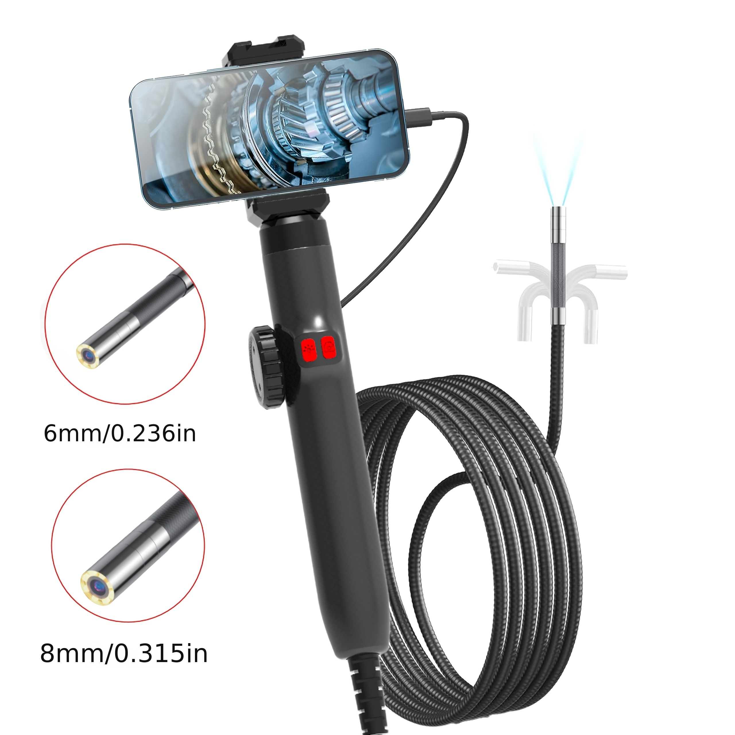 Endoscope Avec écran LCD 4,3 Pouces - Câble 5m, Rotation 360°, Lentille 3,9mm, Idéal Inspection